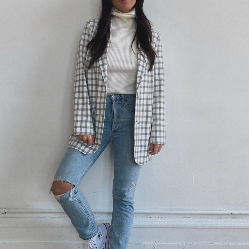 Danielle Bernstein Structured Plaid Blazer NWT